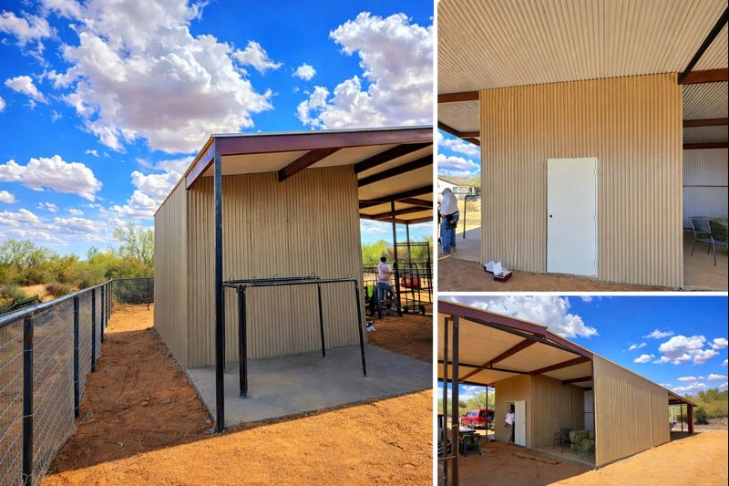 Mare motel build by Stallion Steelworks featuring wash station, tack room, hay barn, shade and corrals